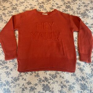 Neiman Marcus Vintage Cotton Acrylic Blend Hey Y’all Orange Sweater Size Large